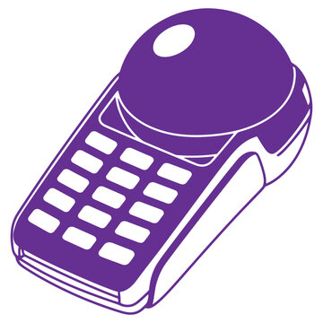 Vibrant purple smartphone illustration with numeric keypad and navigation buttons ideal for tech designs