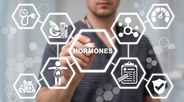 Medical concept of hormones. Hormonal therapy. Human health - hormone balance. ,hormone, medicals, therapy, health, concept