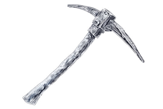 Detailed metal and wood pickaxe illustration with textured design