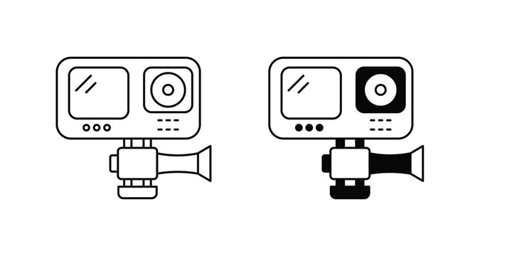 Action Camera set icon with white background vector stock illustration