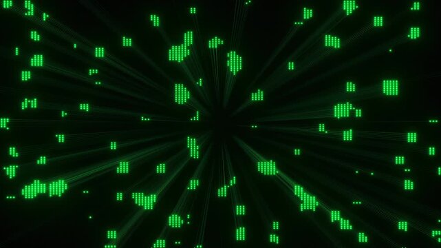 LCD fiber optics green wires busy seamless loop animation