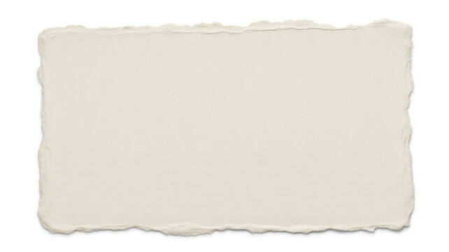 Rough handmade paper with a natural fiber texture and deckle edge, suitable for graphic design and collage, presented on a transparent background.