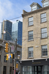Obraz premium exterior building facade and sign of Keilhauer, a showroom for a furniture manufacturer, located at 150 King St E, Toronto