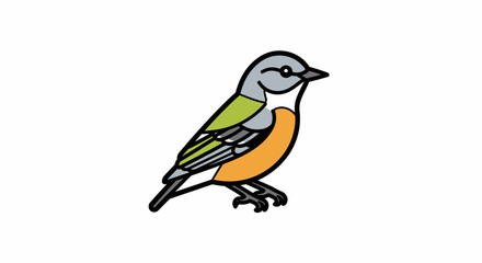 Obraz premium Colorful Cartoon Bird Illustration on White Background, Isolated.