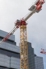 Fototapeta premium construction site with crane (Ontario Line, Corktown Station, King St E, Berkeley, Lower River, Parliament), Toronto