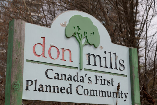 don mills - Canada's First Planned Community sign on Leslie Av, Toronto