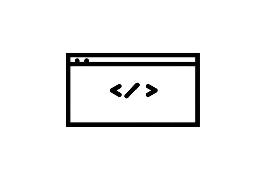 Minimalist web development icon with code brackets in browser window