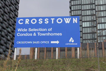 Naklejka premium roadside billboard for Crosstown redevelopment at Eglinton Av E and Don Mills Road, Toronto