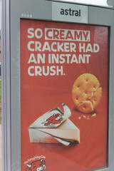 Naklejka premium bus shelter with out of home advertising for cheese, Toronto