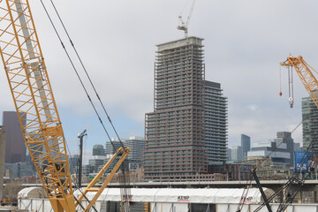 Naklejka premium distant view of No 31 Condominiums, an apartment building, designed by Arquitectonica / Arcadis, located at 31 Parliament St, Toronto