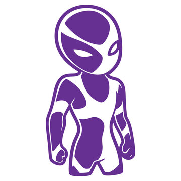 Purple Alien Silhouette Illustration Isolated on Transparent Background for Design Projects