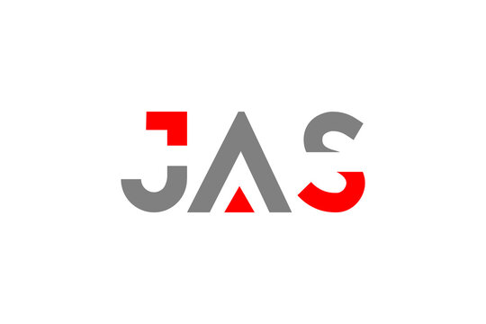 Modern JAS Logo Design: Red and Gray Geometric Lettermark for Corporate Identity and Brand Branding