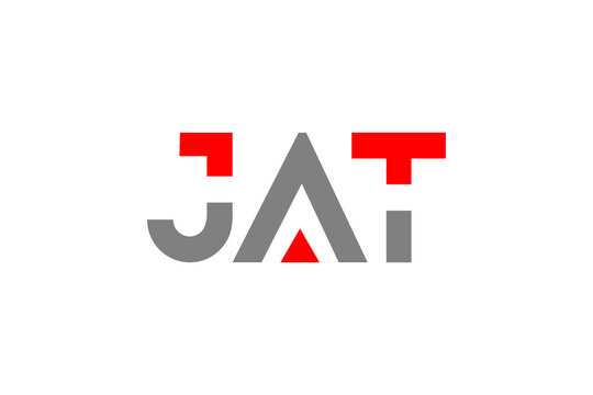 JAT Logo Design: Modern Red and Gray Geometric Lettermark for Corporate Identity and Brand Branding