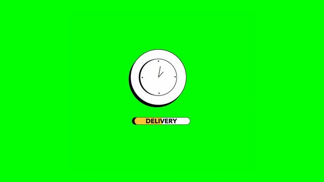 2D Animated White Running Clock Icon With Countdown Timer and Loading Indicator Below on Green Background