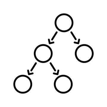 Algorithm flowchart icon. Technology and flowchart line symbol. Black and white.