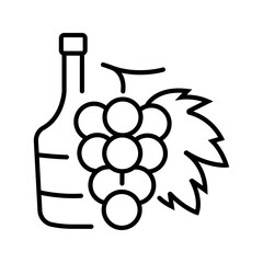 Naklejka premium Wine bottle icon. Food and wine line symbol. Black and white.