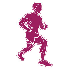 Obraz premium Illustration of a muscular man running isolated on a transparent background for design and web use