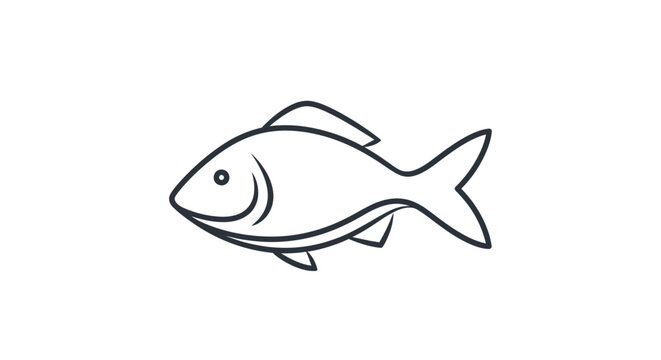Simple line drawing of a fish, minimal icon, isolated on white background
