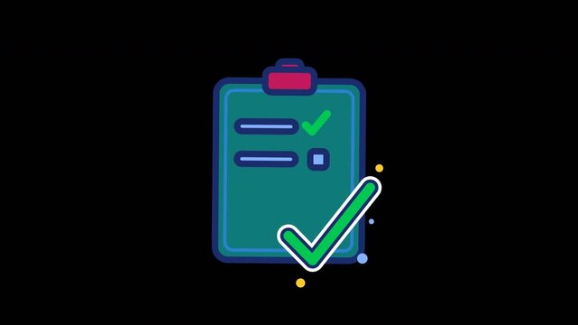 Flat Checklist plan icon features a green checkmark on clipboard