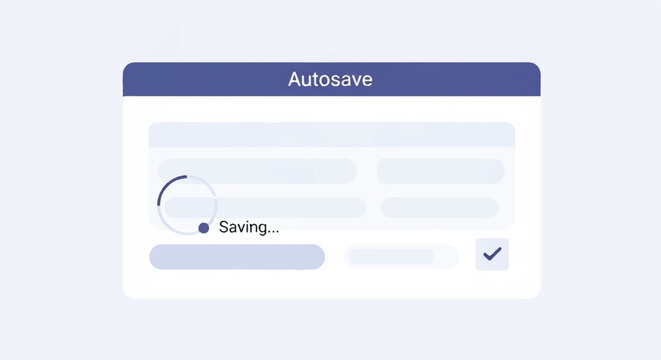 A computer screen displays a saving progress dialog box on a light background.