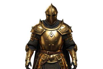 Fototapeta premium Golden fantasy knight armor standing ready for battle