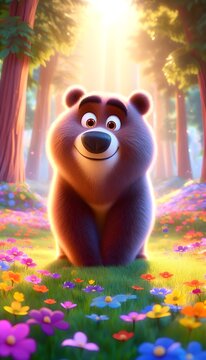 orso nel bosco in stile cartone animato