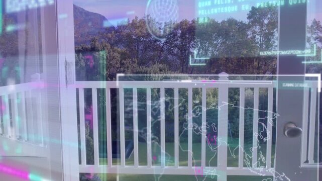 Vertical video: Sliding door opening, camera rising, white deck railing revealing HUD map on deck