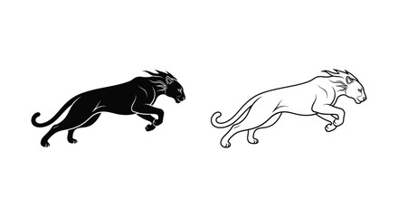 Fototapeta premium Black Panther vs Lion: Iconic Big Cat Designs Vector