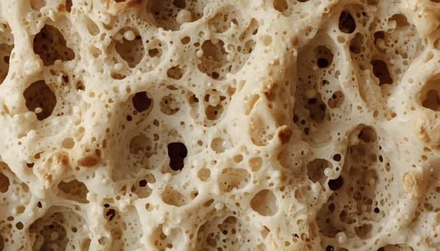Active sourdough starter fermentation macro. Artisanal bakery texture.