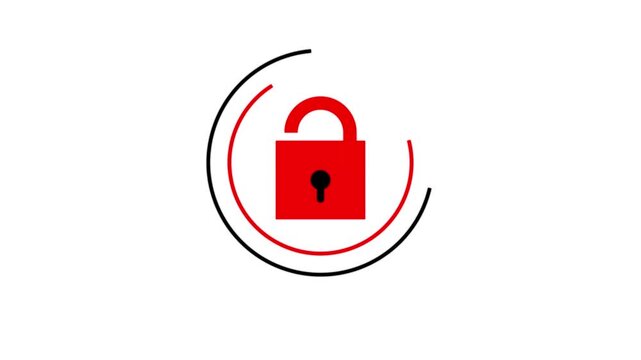 Padlock icon animated logo animation on a white background.
