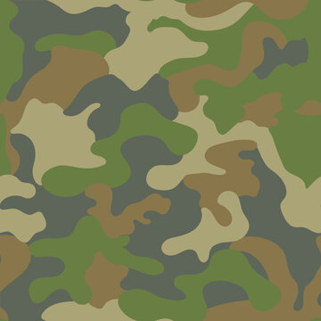 Seamless camouflage pattern vector illustration. Modern military-style repeating texture with organic abstract shapes, suitable for fabric design, fashion, packaging, backgrounds, and tactical themes.