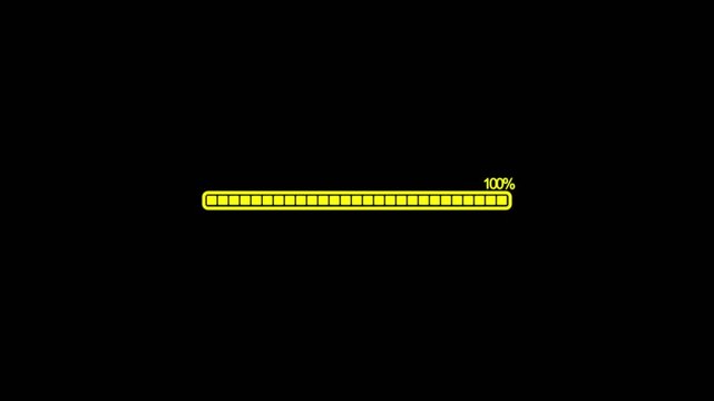 Retro loading bar animation isolated on a black background