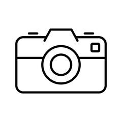 Fototapeta na wymiar Camera icon icon. Media and photography equipment line symbol. Black and white.
