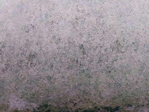 Weathered concrete surface with green moss and algae growth texture