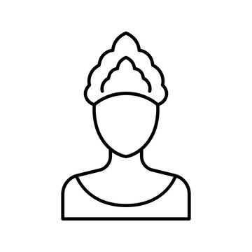 Thai woman icon. Culture and traditional costume line symbol. Black and white.