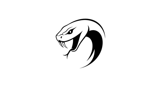 Black and white snake head logo.