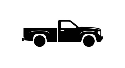 Fototapeta premium Black Pickup Truck Silhouette Icon, Vector Illustration