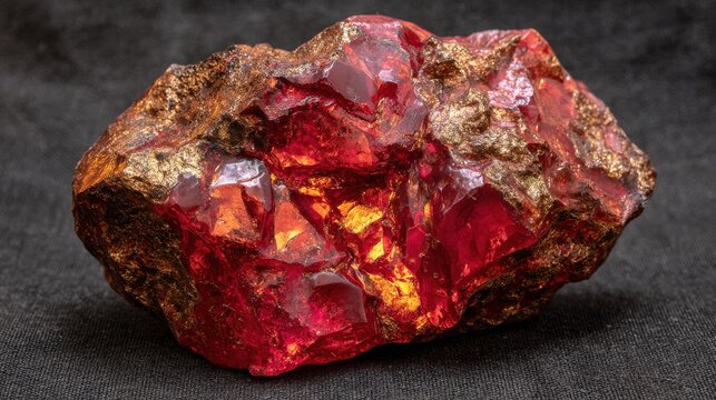 Close-up Macro View of a Vibrant Red Garnet Crystal Formation