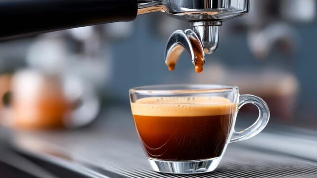 Coffee stream stops during brewing process in cafe setting Generative AI