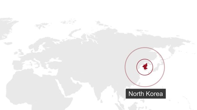 North Location on Dark Theme World Map Animation