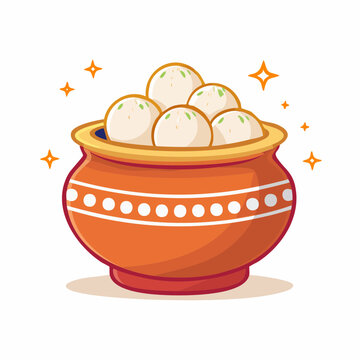 Rasgulla dessert in a clay pot