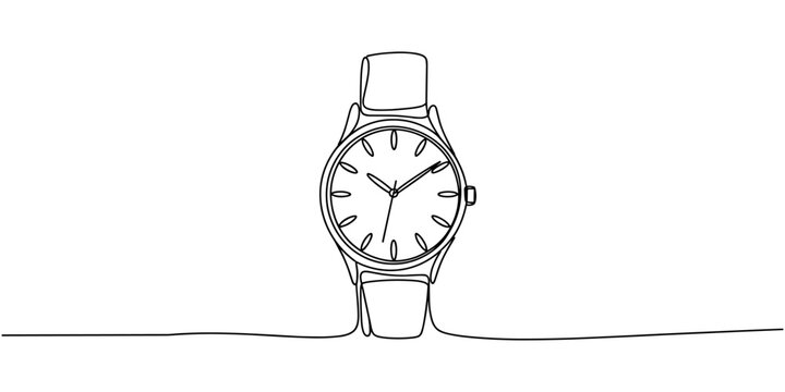 Watch icon continuous one line drawing outline.one line vector illustration on white background