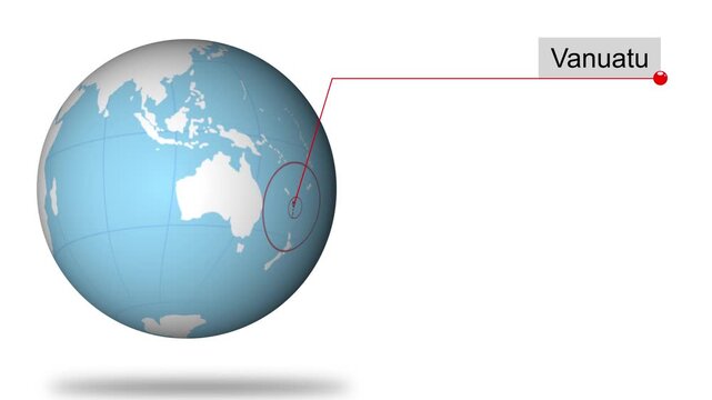 Vanuatu Map Pin on World Map Animation