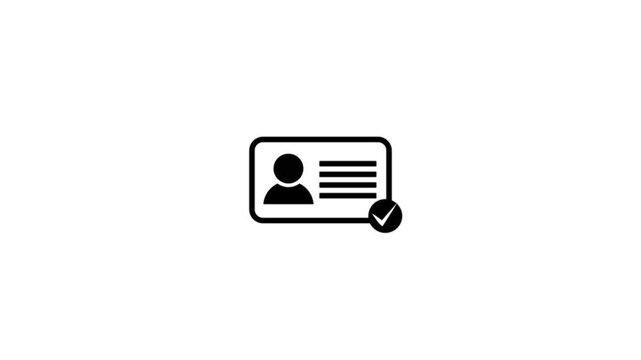 NID card verify icon isolated,driver's license Identification icon animation.
