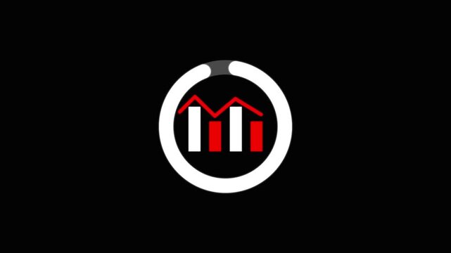Loading bar graph icon, minimalist design business chart,on a white background.