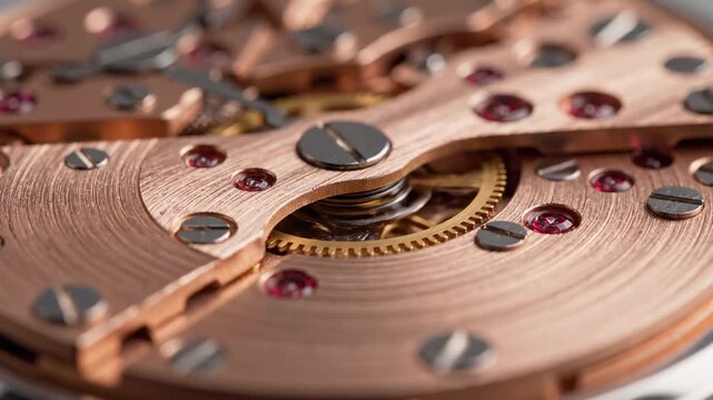 Macro view of a luxury mechanical watch movement showing intricate gears and precision engineering.