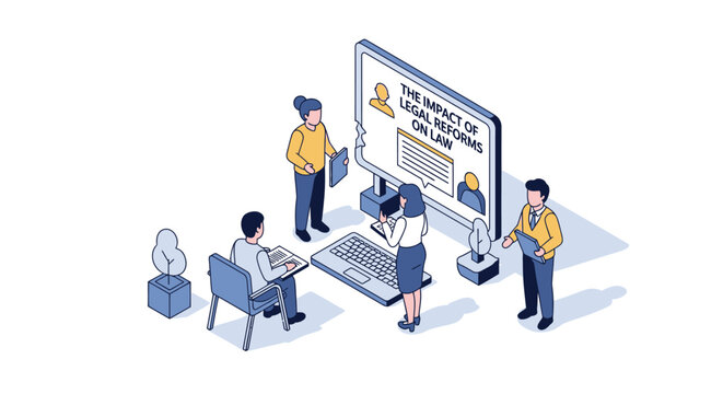 Team of Professionals Discussing Legal Matters on a Computer Screen.