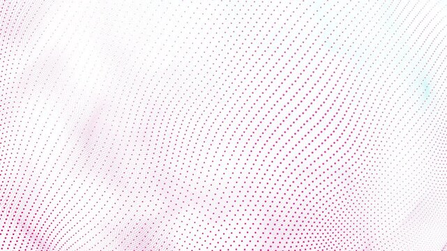 Soft pink dotted wave forming smooth abstract pattern on light background, minimal digital motion with depth, elegant design and calm dynamic texture.
