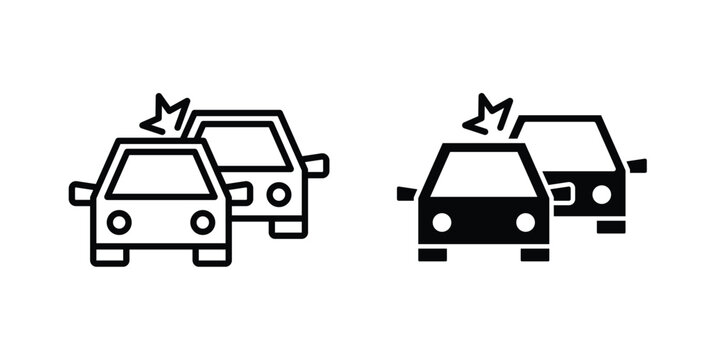 Accident icon design. Editable silhouette and Thin Stroke outlined icons pack