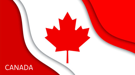 Fototapeta premium Paper cut flag of Canada, National day vector papercut banner. Papercut design featuring red maple leaf and classic red and white vertical stripes. Vector illustration for 1 July festivities